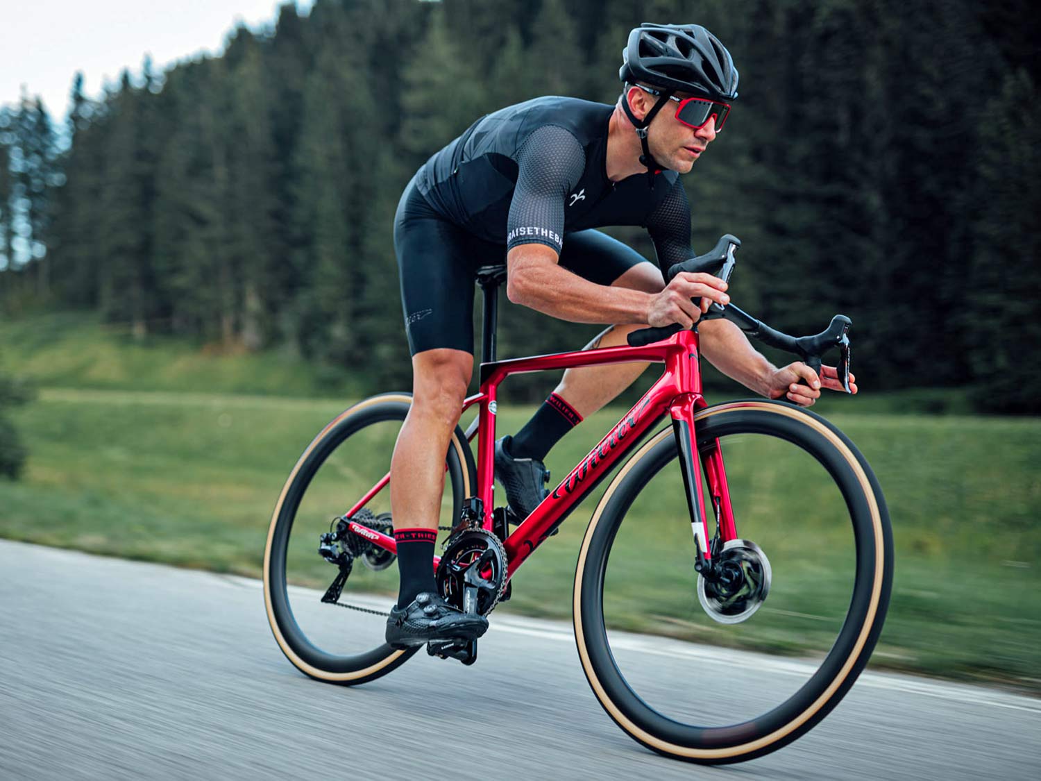 Wilier Filante SLR aero road bike, pro lightweight all-rounder carbon aero road race bike, riding blur