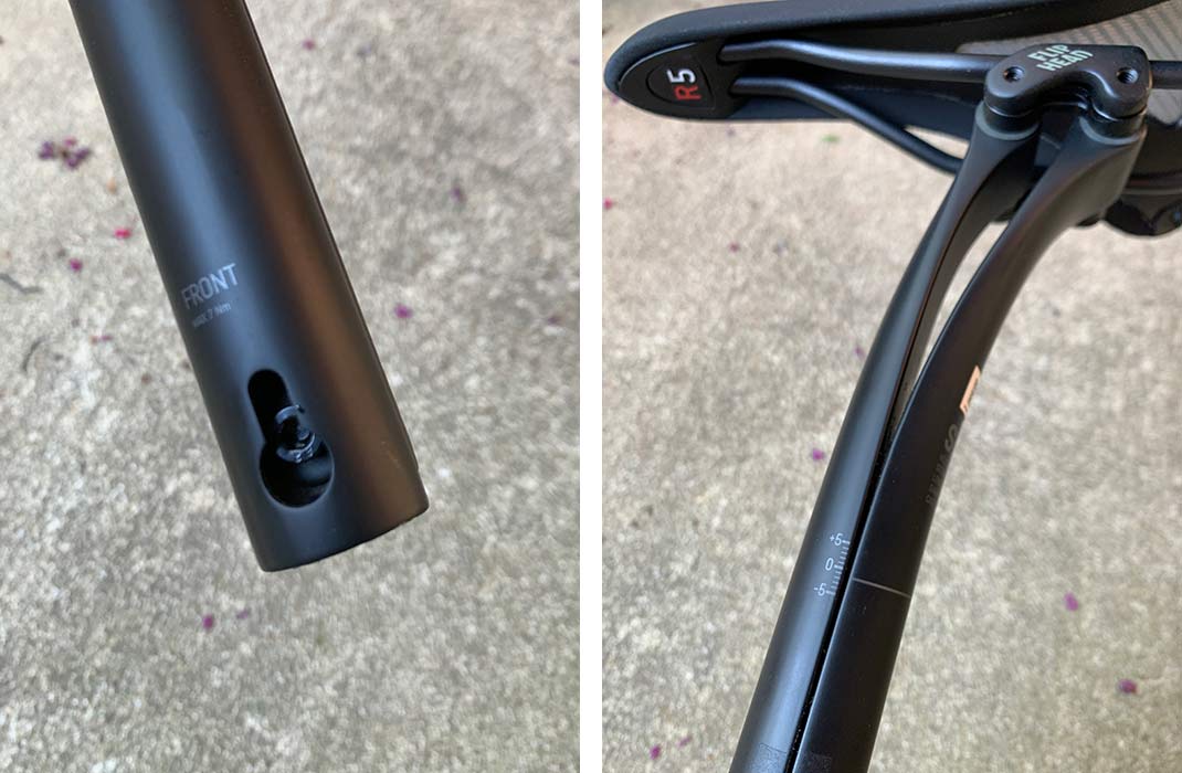 detail photo showing how to adjust the Canyon leaf spring seatpost