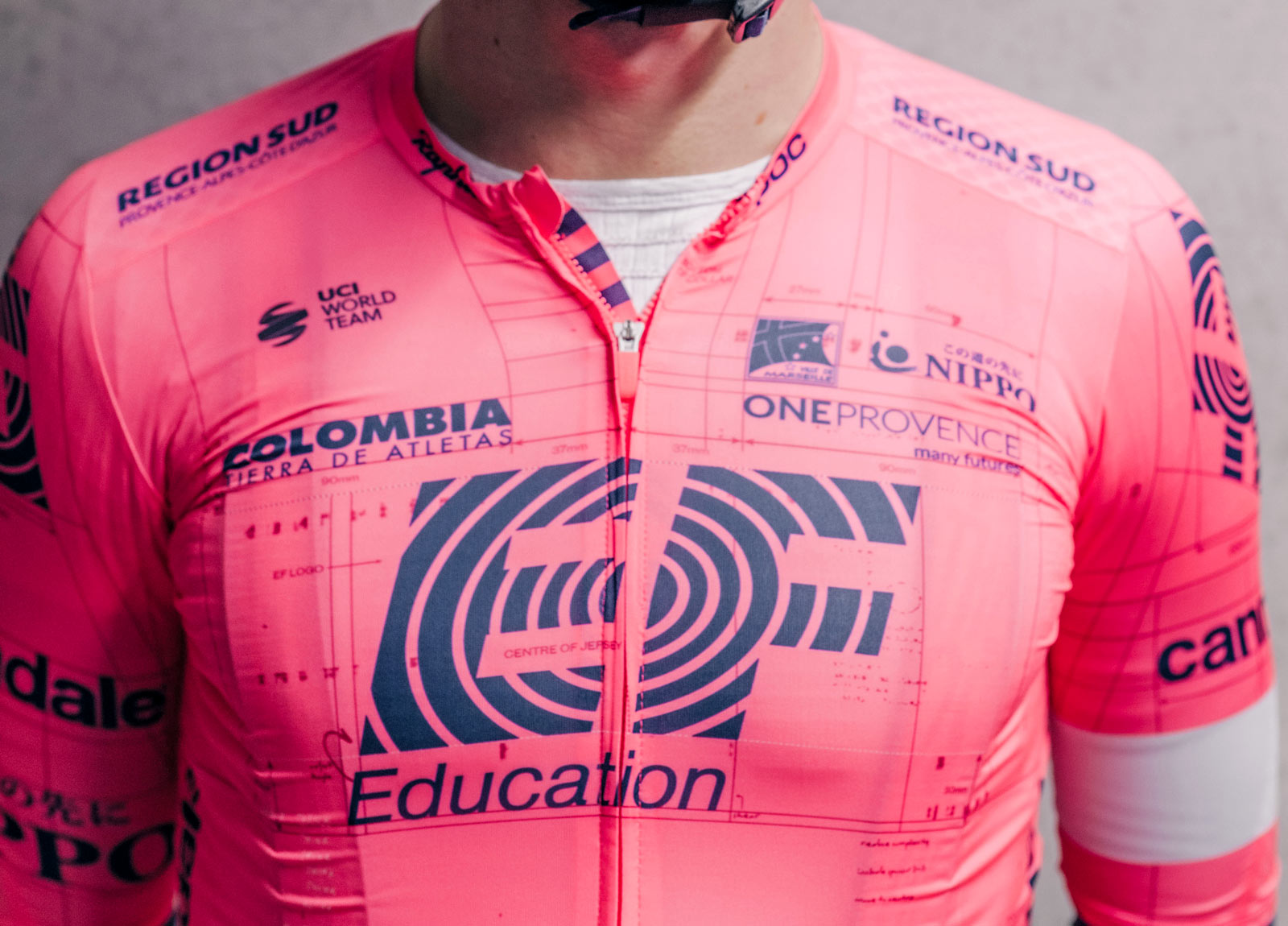 Rapha EF Education-Nippo pro cycling road racing kit: "world’s most compliant jersey", front