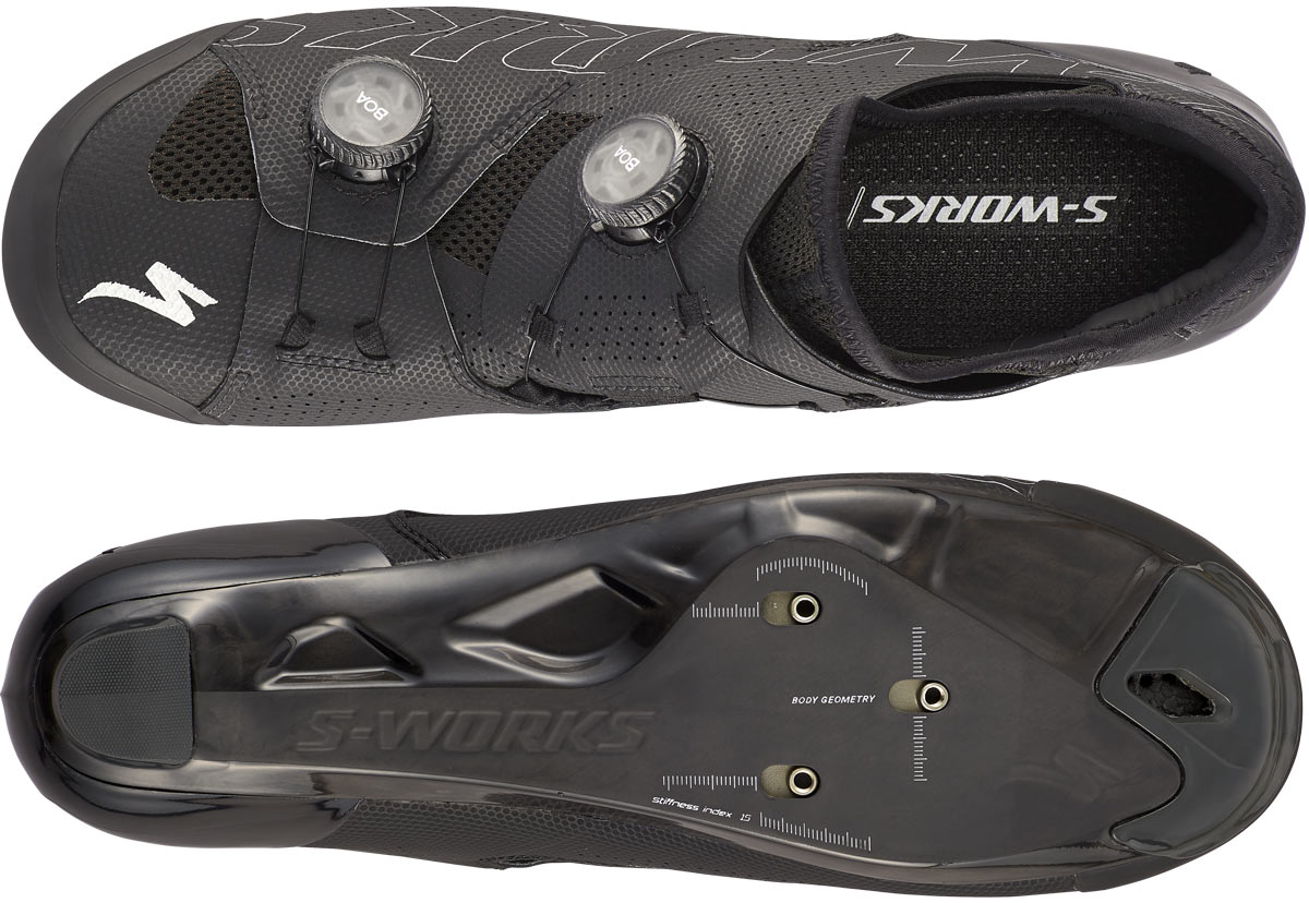 specialized ares s-works road bike shoes side top and bottom details