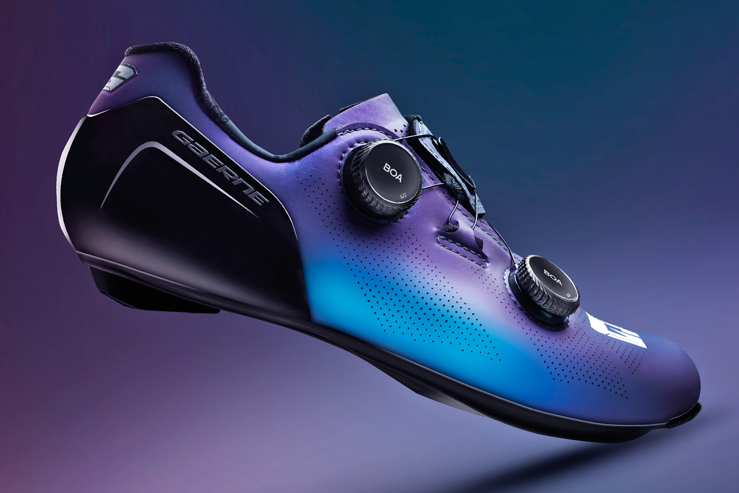 Gaerne G.STL road shoes, top-tier made-in-Italy performance carbon road race bike shoe, Iridium iridescent purple