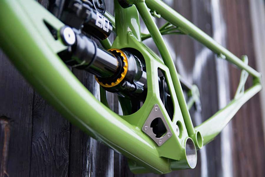 2021 Zoceli Naosm steel full-suspension enduro bike, 160mm travel handmade 29er all-mountain bike, bottle opener