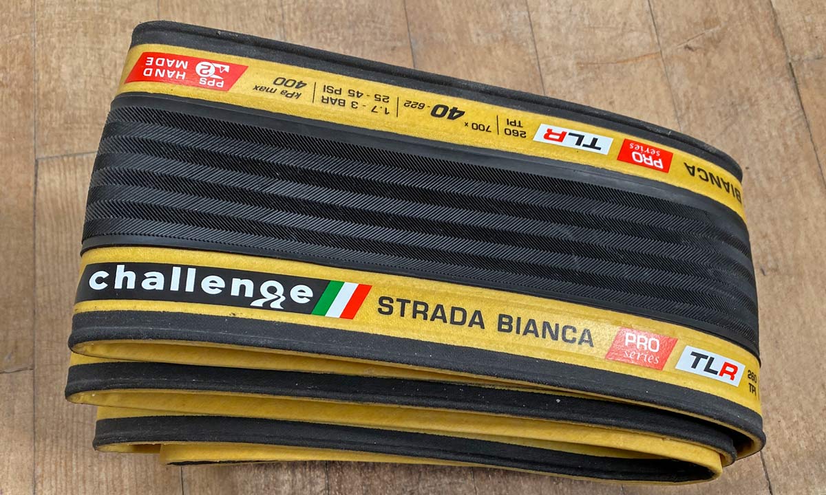 Challenge Strada Bianca 40 gravel tire, 700c 40mm high-volume all-road gravel bike tire, folded