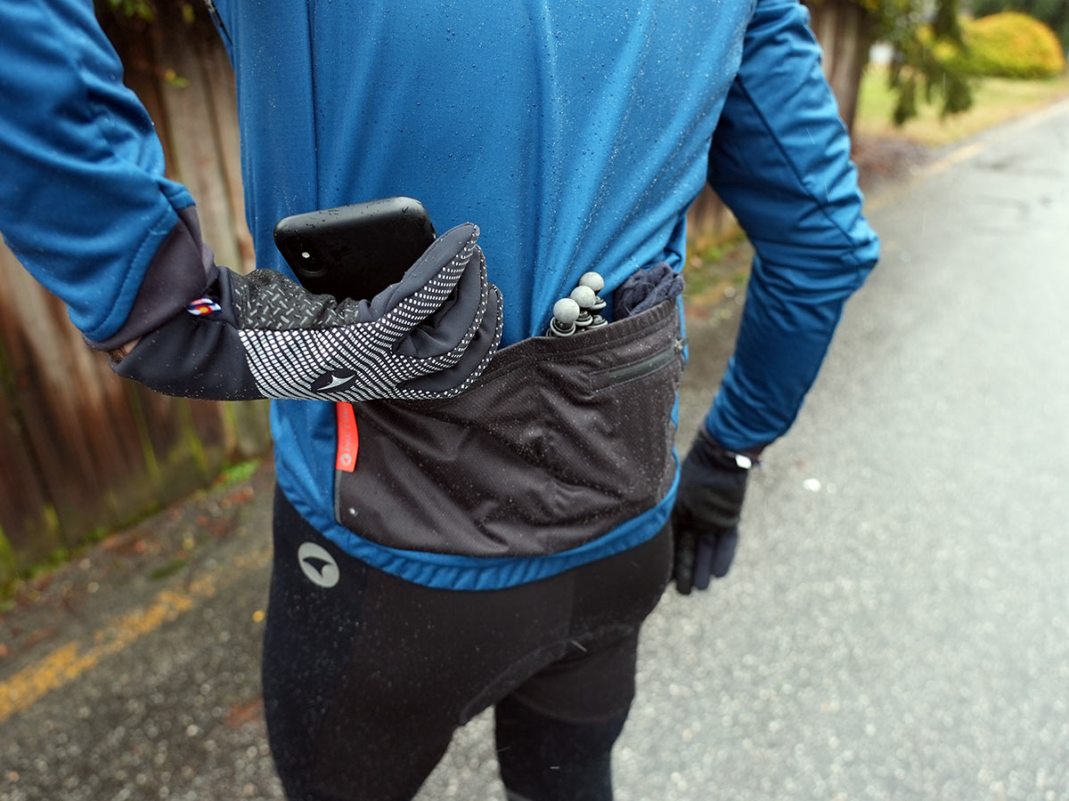 winter cycling jacket with two pockets