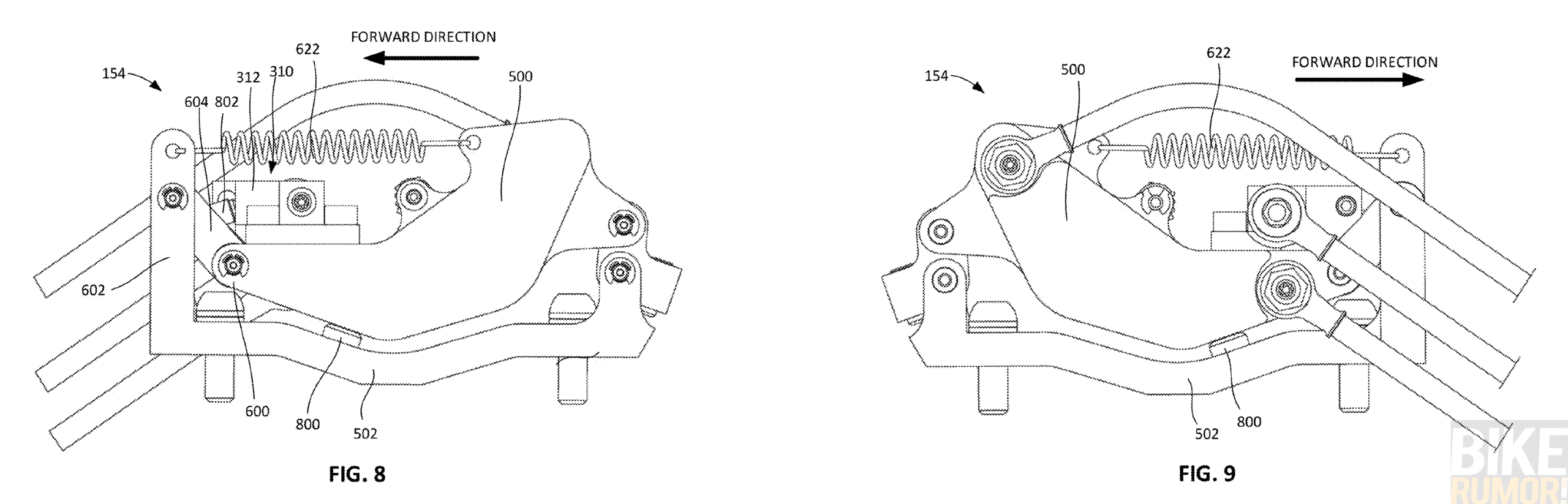 sram anti pitch hydraulic brake patent application drawing showing closeup of caliper design