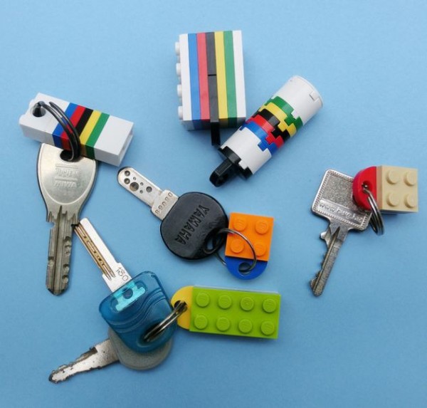 World Champ Stripes Lego Keychain
