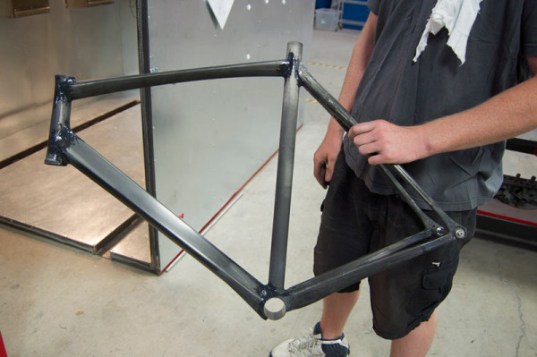 Alchemy Bicycles factory tour - carbon fiber bike frame finishing