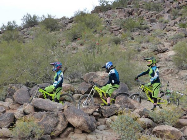 prototype Pivot Cycles 650B downhill mountain bike testing under world cup riders