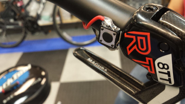 Alexs Bicycle Pro Shop Di2 hack with remote buttons on a Cervelo P5 triathlon bike with Magura RT8 hydraulic brakes