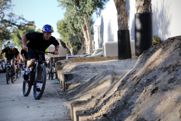 Aaron Gwin leading Train at Specialized Pumptrack Party