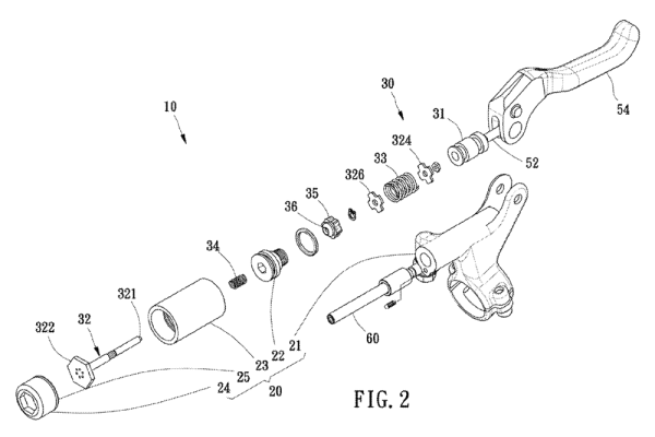 tien hsin industries hydraulic disc brake free stroke adjustment design patent for mountain bike brake levers