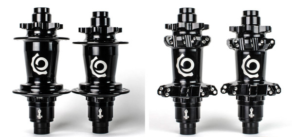 Industry Nine's Boost 148 hubs shown next to their 142 counterparts.