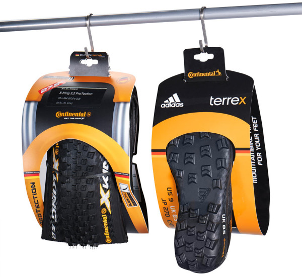 adidas Terrex X-King trail running shoe with Continental mountain bike tire tread pattern