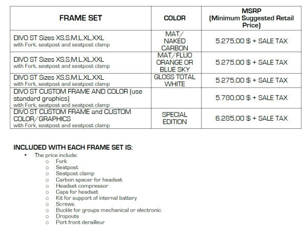 price sheet divo