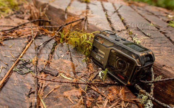Garmin VIRB GPS action camera in dirt