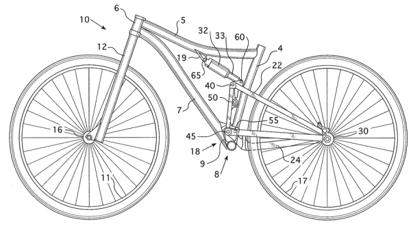 Chris Currie mountain bike suspension patent drawings