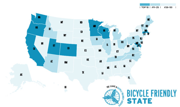 2015 League of american Bicyclists state rankings