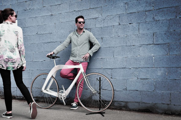 Aero wooden bicycle, lifestyle shot