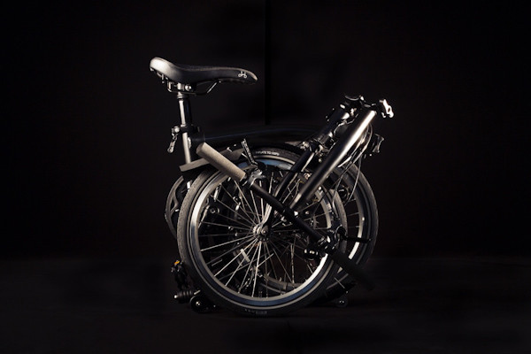 Brompton Black Edition folding bike, folded position