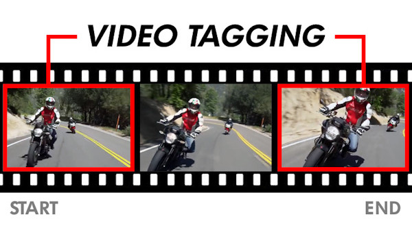 Sena 10C video camera and bluetooth intercom device, video tagging image