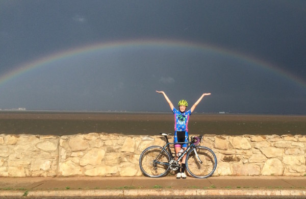 bikerumor pic of the day OKCX junior rider Maddie Willis rides the calm before the storms at Lake Hefner Wednesday night. Oklahoma suffered severe flooding and tornadoes Wednesday evening.