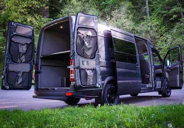 Outside Van Basecamp custom sprinter van for outdoor adventures