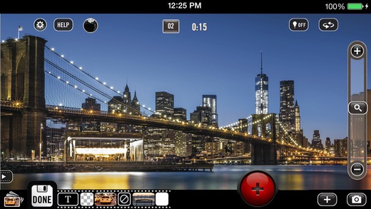 Vizzywig 8xHD app, video filming screen