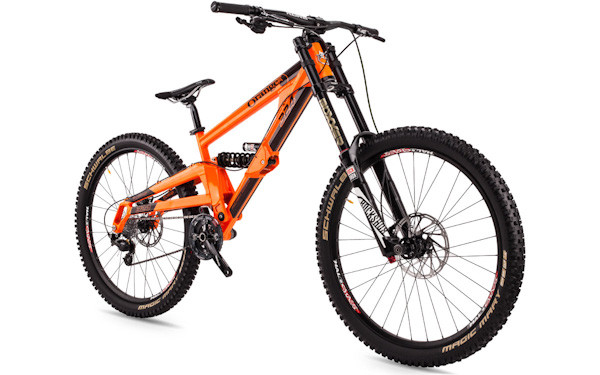 Orange Bikes 324 Downhill bike, angle 