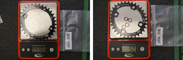 OneUp Components narrow-wide oval chainring actual weights