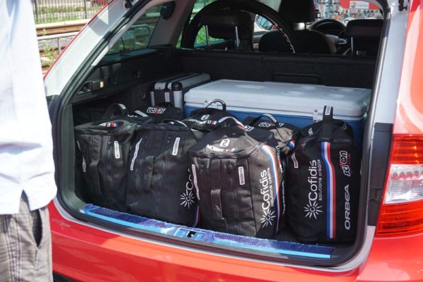Tour de France team support car tools coolers and supplies
