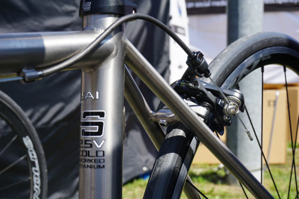 2016 Litespeed T3 titanium road bike with rim and disc brakes on same frame