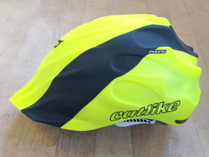 Catlike_Mixino_bike-helmet_snap-on_Rain-Shell_fluoro-yellow_with-visor