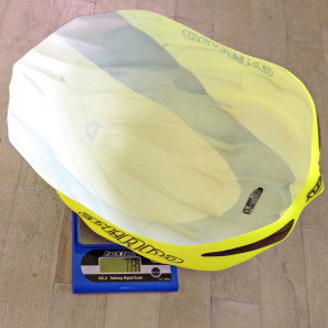 Catlike_Mixino_bike-helmet_snap-on_Rain-Shell_fluoro-yellow_with-visor_actual-weight