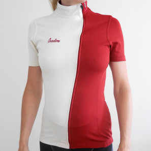 Isadore-Apparel_Womens-Asymmetric-Jersey_merino-wool-blend_Rio-red-Antique-white_intial-fit