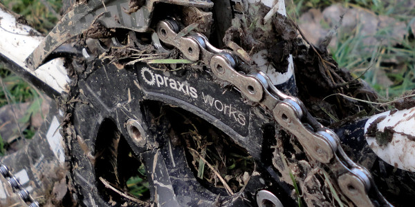 Praxis-Works_cold-forged-chainrings_Cyclocross-CX-Compact_46-36_muddy-on-Clark-detail