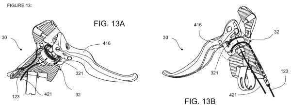 rotor one-way shifter lever with mechanical and hydraulic derailleur patent application drawings on Bikerumor-com