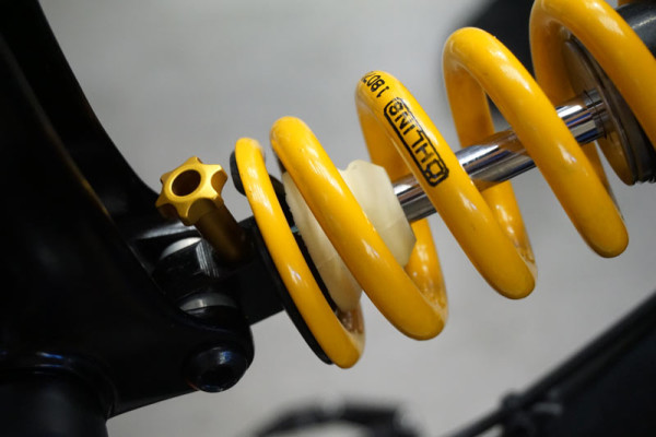 prototype Ohlins coil over rear shock for mountain bikes