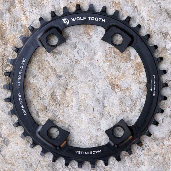 wolf tooth components 110bcd drop stop narrow wide chainrings for Shimano asymmetric road cranksets