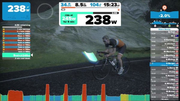 zwift workout mode beta for virtual reality 3D online cycling training program