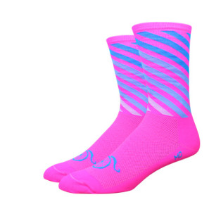 DeFeet artist series socks, Handlebar Mustanche, pink
