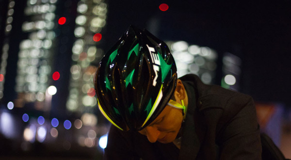 MET Sine Thesis Nightlights helmet, aglow, top view