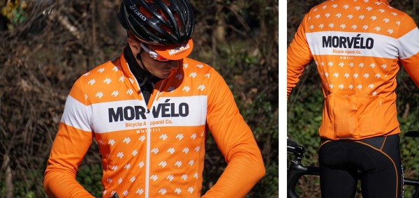 morvelo classic thermoactive LS jersey and storm shield water resistant bib knickers for cold weather cycling protection