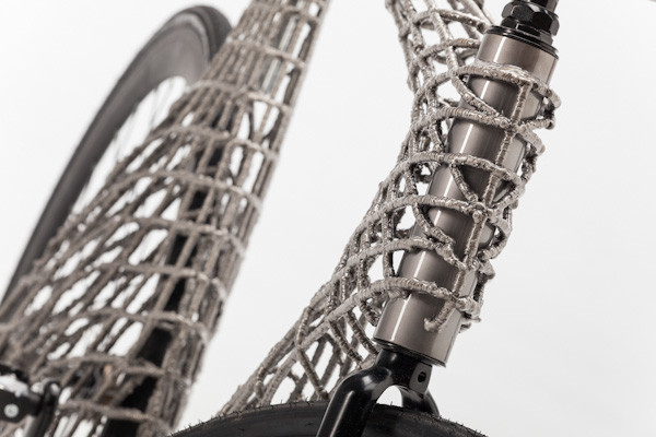 Arc 3D printed steel bicycle, front end