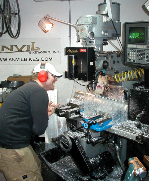 First employee, first CNC, Photo by Anvil Bikeworks