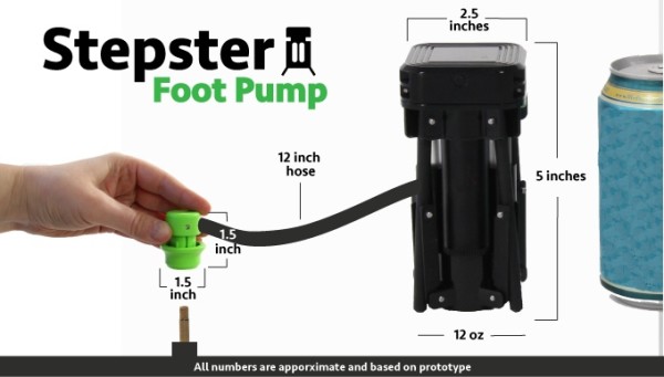 Taggio Pro Stepster portable foot pump, dimensions