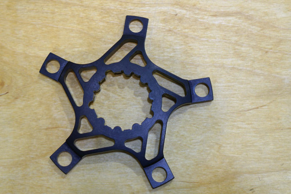 Kent Eriksen machined alloy crankset spider to convert 1x mountain bike cranksets to run road double chainrings