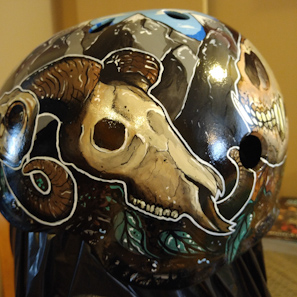 DC Artwork custom painted helmet, ram skull