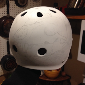 DC Artwork custom painted helmet, sketch, rear
