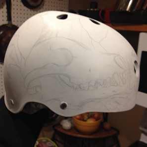 DC Artwork custom painted helmet, sketch, left