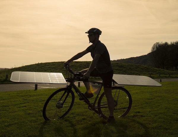 Maxun One solar e-bike, at sundown